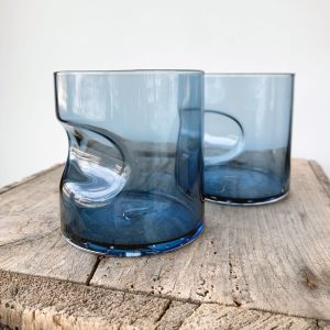 Dougherty Glassworks tundra drinking glasses with thumb divot in blue - at h squared gallery in Fernie, BC