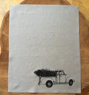 Tea Towel - Vintage Truck and Christmas Tree
