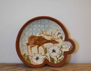 Katriona-Drijber-Elk-Pictograph-Plate-ceramics-pottery