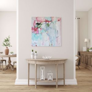 Lisa Roy Canadian abstract artist and painter - This Surely Is A Dream - in light, pinks, blues, and white