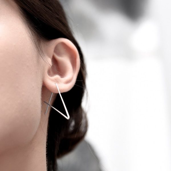 Pursuits Svelte Tri Hoops silver - geometric earrings handcrafted in Toronto at h squared in Fernie, BC