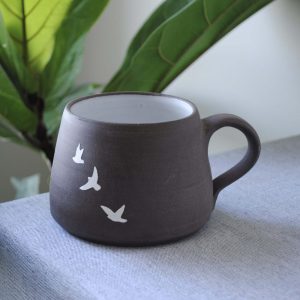 Birds in flight handmade Ceramic Mug by Canadian pottery studio Discovery Ceramics