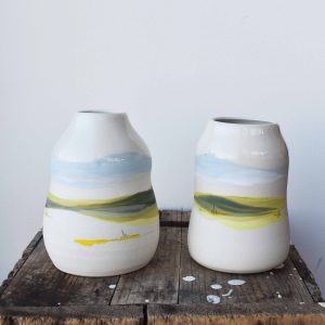 handcrafted small prairie pottery vessel handcrafted by potter Juliana Rempel in a small studio in Canada - landscape design handmade vase or decorative pottery at h squared gallery in Fernie