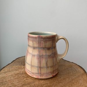 Plaid porcelain mug by Katriona Drijber, the best Fernie mug in town, at h squared art gallery
