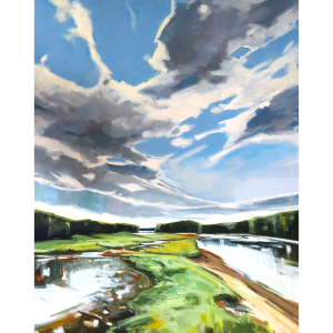 original paintings by landscape fine arts painter Oksana Alekseeva - Bass River Salt Marches 24x30, modern colour palette at h squared gallery in Fernie, BC