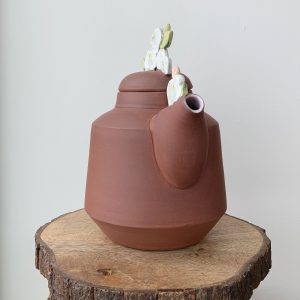 Floral Tea Pot pottery by potter and ceramic artist Juliana Rempel at h squared gallery in Fernie BC - spout