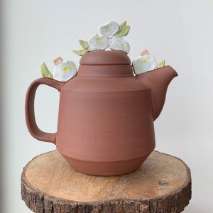 Floral Tea Pot pottery by potter and ceramic artist Juliana Rempel at h squared gallery in Fernie BC