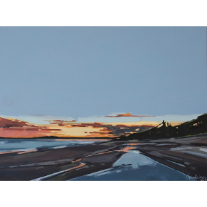 Oksana Alekseeva - Canadian landscape artist, acrylic paintings at h squared gallery in Fernie, BC - Ocean's Last Light