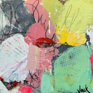 Jackie Impey, Canadian abstract painter, mixed media, free form, colourful, bright, and fun artist - small works - green