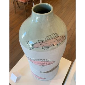 one by one fresh water fish vase by Juliana Rempel at h squared gallery in downtown Fernie - Fernie art gallery