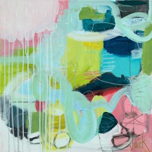 Featured Fernie abstract painter Jackie Impey's King of Spring painting for the young art collectors