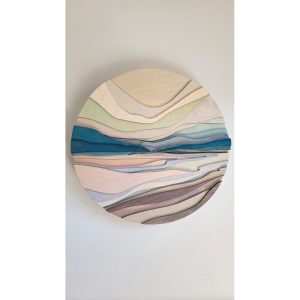 Meghan Bellamy's new layered wood wall art at h squared Fernie BC art gallery