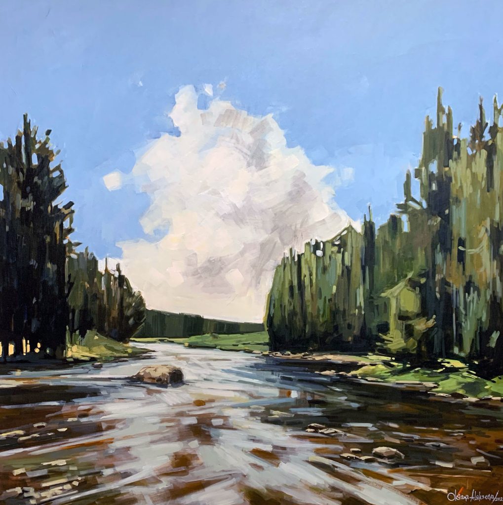 'cold stream' larger original acrylic landscape painting by Oksana Alekseeva, Canadian painter and artist