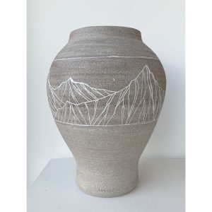 Topopots Canadian ceramic artist large skyline vase in smoky grey