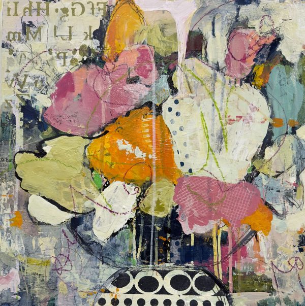Your the One That I Want, an abstract floral mixed media artwork by Nadine Johnson at h squared gallery in Fernie