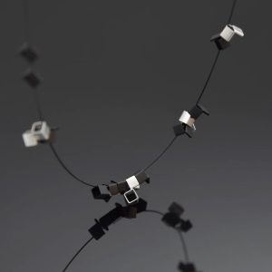 codex necklace in black and silver, small cube, minimalist jewellery by Pursuits in Toronto, ON, Canada