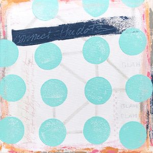 Connect The Dots by Lisa Roy, small painting of teal dots for Beautifully Tiny art show