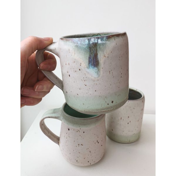 Eryn Prospero Pottery large ceramic mugs in turquoise and blue made in Nelson BC Pro Pro pottery