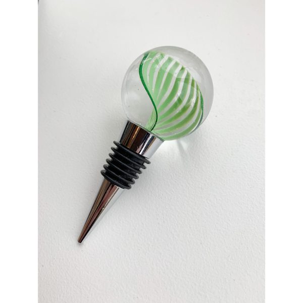 Leah Petrucci glass and green wine bottle stopper by Canadian glass artist Petrucci Glass