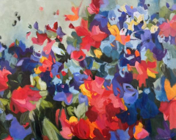h squared gallery and design offering work by Canadian artists uch as Shantael Sleight from Victoria, BC - Swept Away large floral painting