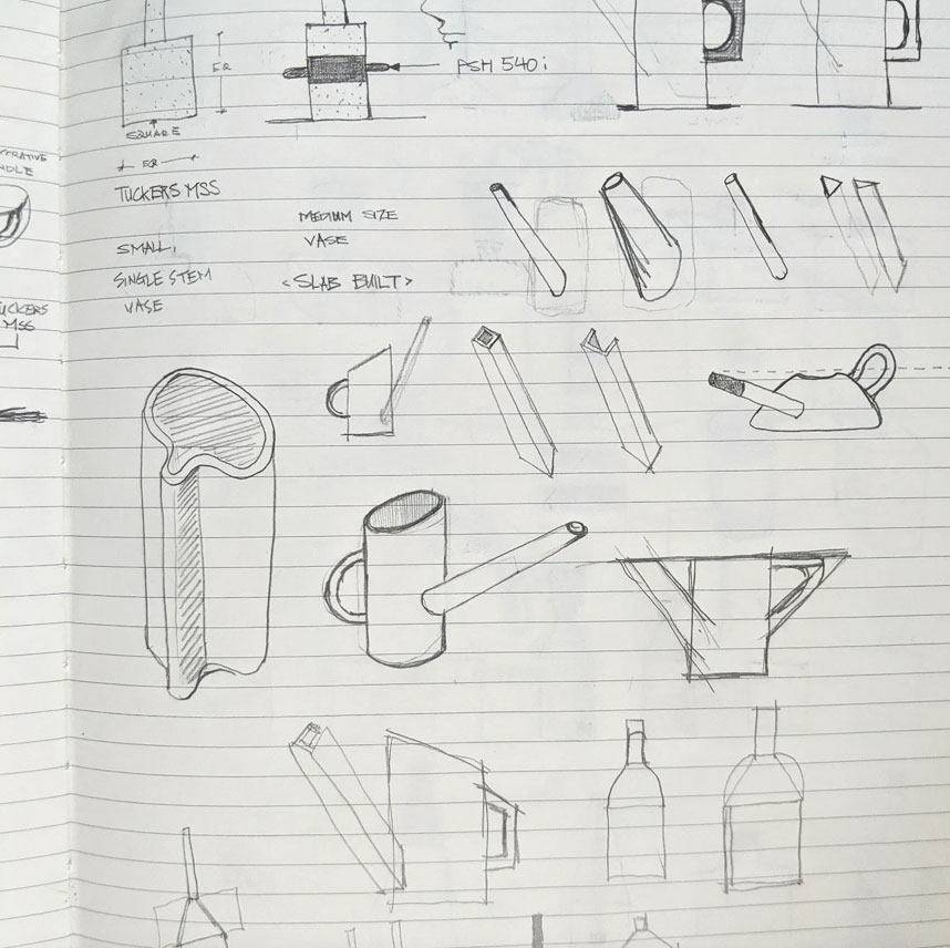 Steve Cho sketches and notes on his pottery