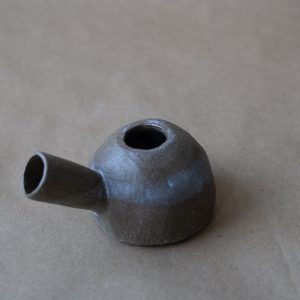 black clay spouted vessel or tiny watering pot by this and that studio Steve Cho at h squared gallery