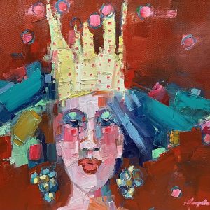 Lady wearing a crown painted by Angela Morgan