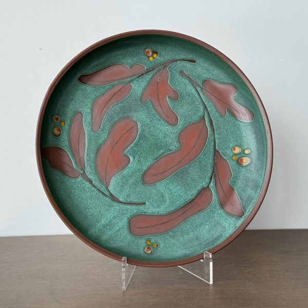 Juliana Rempel's large green leaf platter at h squared art gallery in Fernie, BC