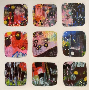 slide show painting, mixed media artwork by Chantey Dayal, Canadian artist at h squared gallery