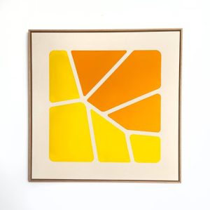 Kate Cleland minimalist topographic trail and road maps in bright colours, Canadian artist and painter at h squared gallery in Fernie