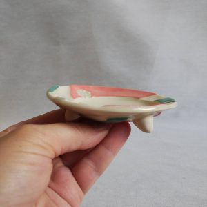 side view of front of Lori Elling footed ring dish ceramic art by Canadian potter in Fernie, BC