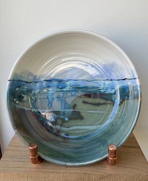 Bronwyn's Blue Landscape Serving Bowl #1