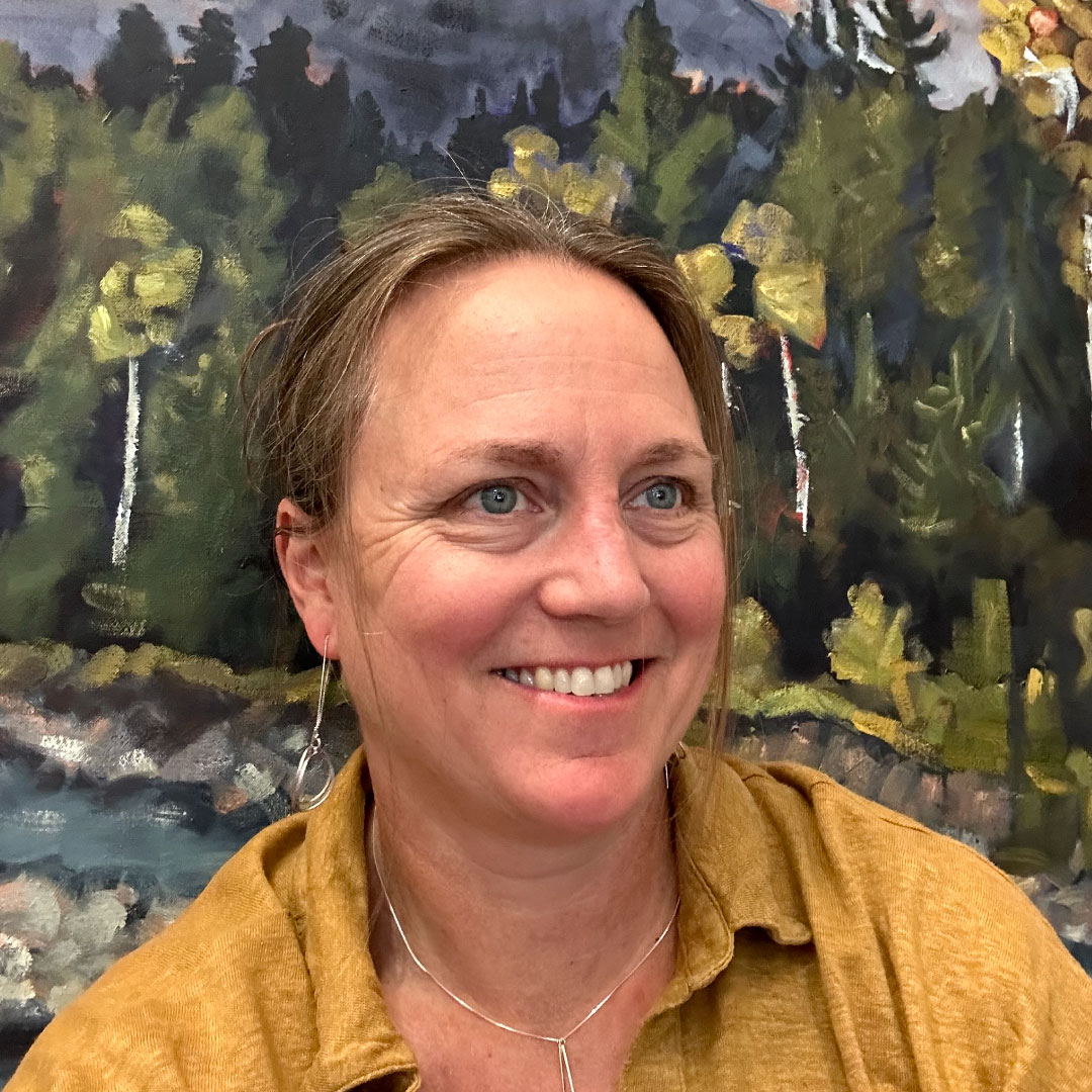 Tara Higgins, oil painter, owner, and curator of h squared gallery in Fernie, BC, Canada