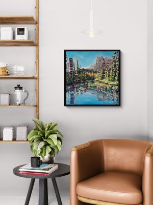 Dive Right In, landscape and hotel sign artwork by Tara Higgins, oil painter for solo show Sign of the Times