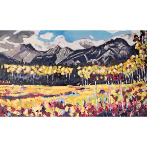 Meadow Motel landscape oil painting by Tara Higgins of MOTEL in a flower meadow