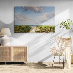 Breathe In, original landscape pathway to the ocean artwork by Oksana Alekseeva at Fernie's art Canadian gallery h squared