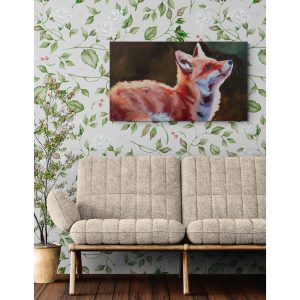 original wildlife artist Leslie Starr at Fernie's best gallery with fox in light painting