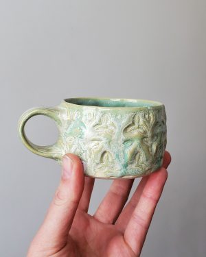 Katy's Short Green Floral Mug