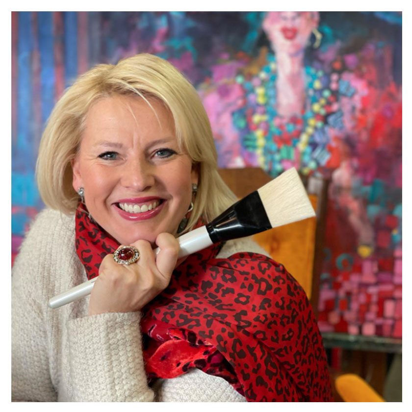 Angela-morgan-brush- Angela Morgan photo of the artist - represented at h squared art gallery in Fernie, BC