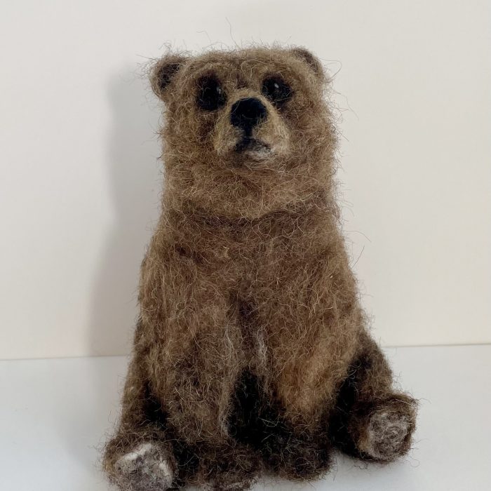 She Felts Too Much needle felted wool animals by Shellie Jones of Calgary, AB - sitting bear at h squared gallery