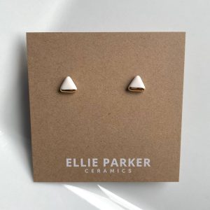 Triangle Classic White Clay Stud Earrings