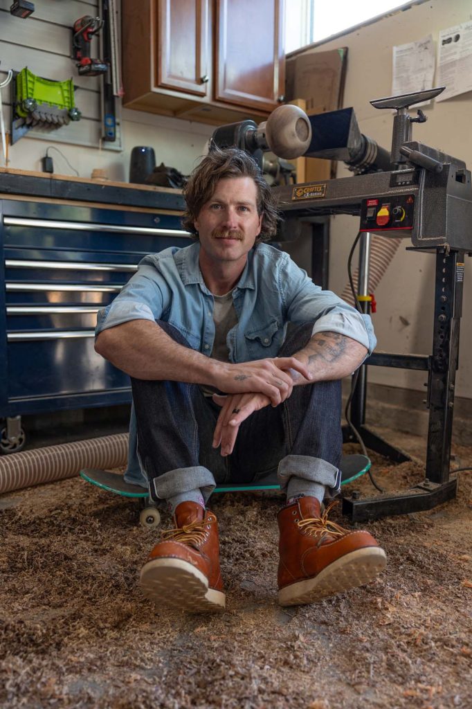 Brad Filgate of Blackburl Works on skateboard