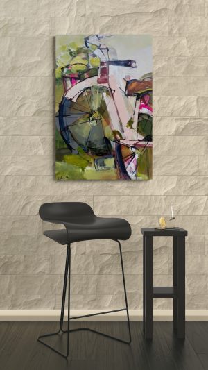 'pink bike' - 36" x 24"